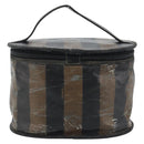 FENDI Pecan Canvas Vanity Pouch PVC Black Brown Auth kk639-2