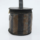 FENDI Pecan Canvas Vanity Pouch PVC Black Brown Auth kk639-4
