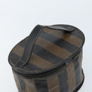 FENDI Pecan Canvas Vanity Pouch PVC Black Brown Auth kk639-6