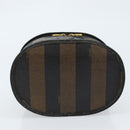 FENDI Pecan Canvas Vanity Pouch PVC Black Brown Auth kk639-5
