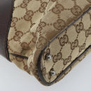GUCCI GG Canvas Tote Bag Beige Silver 113015 Auth kk644-15