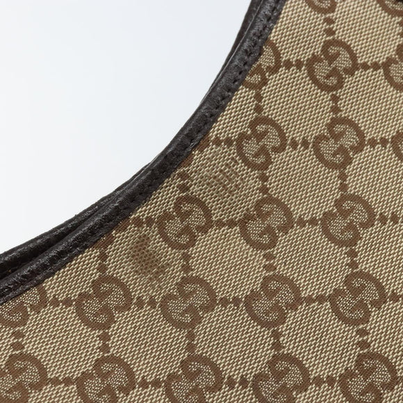 GUCCI GG Canvas Tote Bag Beige Silver 113015 Auth kk644