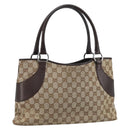 GUCCI GG Canvas Tote Bag Beige Silver 113015 Auth kk644-1