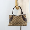 GUCCI GG Canvas Tote Bag Beige Silver 113015 Auth kk644-22