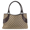 GUCCI GG Canvas Tote Bag Beige Silver 113015 Auth kk644-13