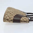 GUCCI GG Canvas Tote Bag Beige Silver 113015 Auth kk644-3