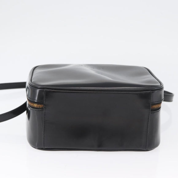 GUCCI Bamboo Vanity Hand Bag Patent leather 2way Black Gold Auth kk646