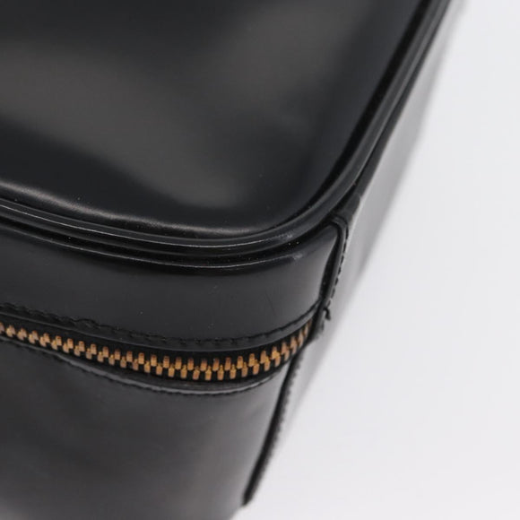 GUCCI Bamboo Vanity Hand Bag Patent leather 2way Black Gold Auth kk646