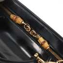 GUCCI Bamboo Vanity Hand Bag Patent leather 2way Black Gold Auth kk646-19