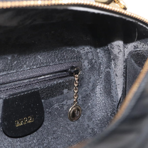 GUCCI Bamboo Vanity Hand Bag Patent leather 2way Black Gold Auth kk646