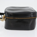 GUCCI Bamboo Vanity Hand Bag Patent leather 2way Black Gold Auth kk646-4