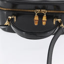 GUCCI Bamboo Vanity Hand Bag Patent leather 2way Black Gold Auth kk646-7