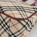 BURBERRY Nova Check Black label Hand Bag Nylon Silver Beige Auth kk648-10