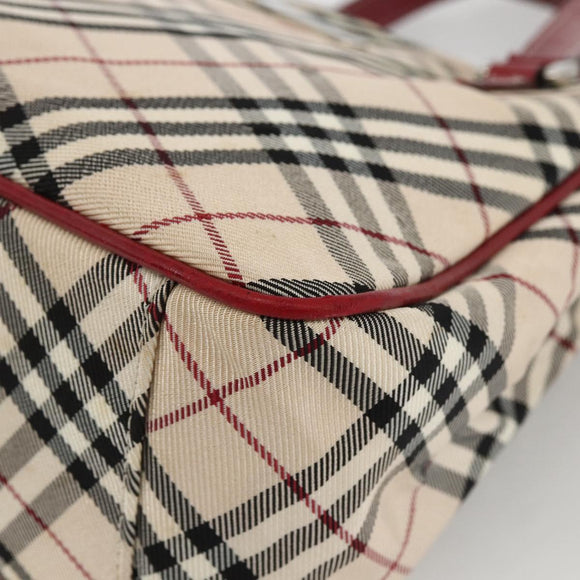 BURBERRY Nova Check Black label Hand Bag Nylon Silver Beige Auth kk648