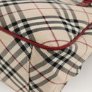BURBERRY Nova Check Black label Hand Bag Nylon Silver Beige Auth kk648-12