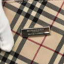 BURBERRY Nova Check Black label Hand Bag Nylon Silver Beige Auth kk648-14