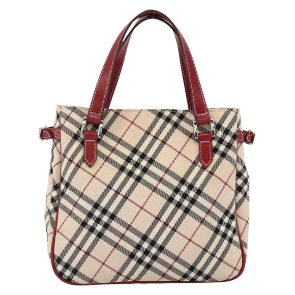 BURBERRY Nova Check Black label Hand Bag Nylon Silver Beige Auth kk648