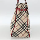 BURBERRY Nova Check Black label Hand Bag Nylon Silver Beige Auth kk648-4