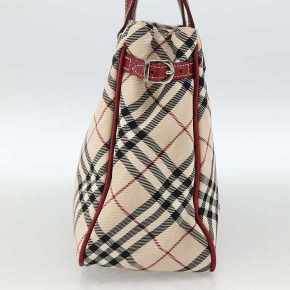 BURBERRY Nova Check Black label Hand Bag Nylon Silver Beige Auth kk648