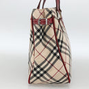 BURBERRY Nova Check Black label Hand Bag Nylon Silver Beige Auth kk648-5