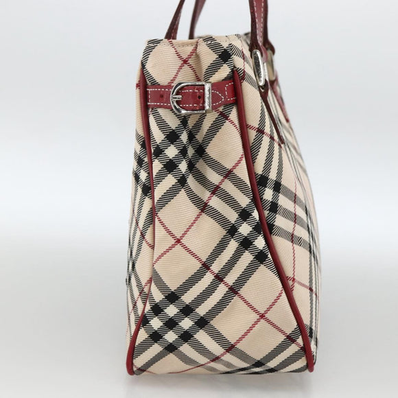 BURBERRY Nova Check Black label Hand Bag Nylon Silver Beige Auth kk648