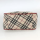 BURBERRY Nova Check Black label Hand Bag Nylon Silver Beige Auth kk648-9