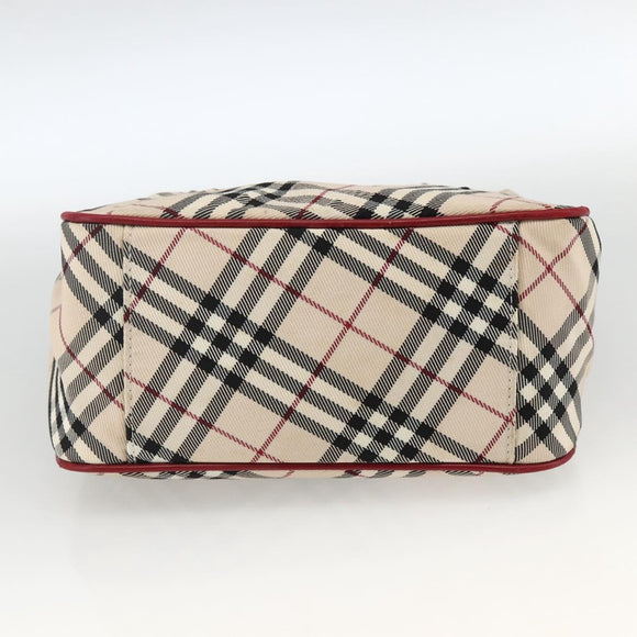 BURBERRY Nova Check Black label Hand Bag Nylon Silver Beige Auth kk648
