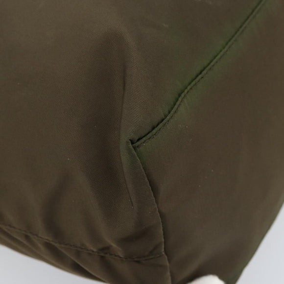 PRADA Tote Bag Nylon Green Silver Auth kk649