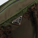 PRADA Tote Bag Nylon Green Silver Auth kk649-17