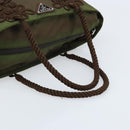 PRADA Tote Bag Nylon Green Silver Auth kk649-7