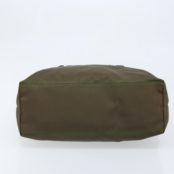 PRADA Tote Bag Nylon Green Silver Auth kk649