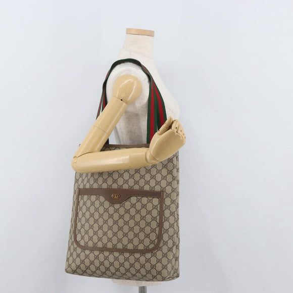 GUCCI GG Supreme Web Sherry Line Tote Bag PVC Beige Red 39 02 003 Auth kk650A