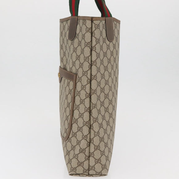GUCCI GG Supreme Web Sherry Line Tote Bag PVC Beige Red 39 02 003 Auth kk650A