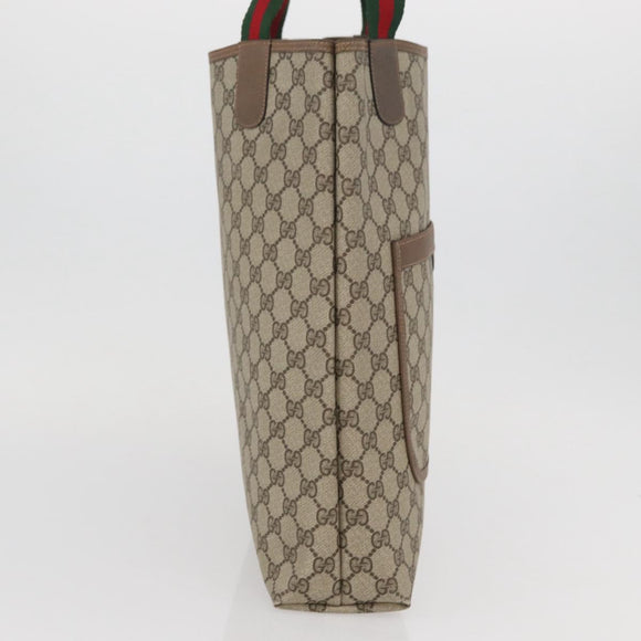 GUCCI GG Supreme Web Sherry Line Tote Bag PVC Beige Red 39 02 003 Auth kk650A