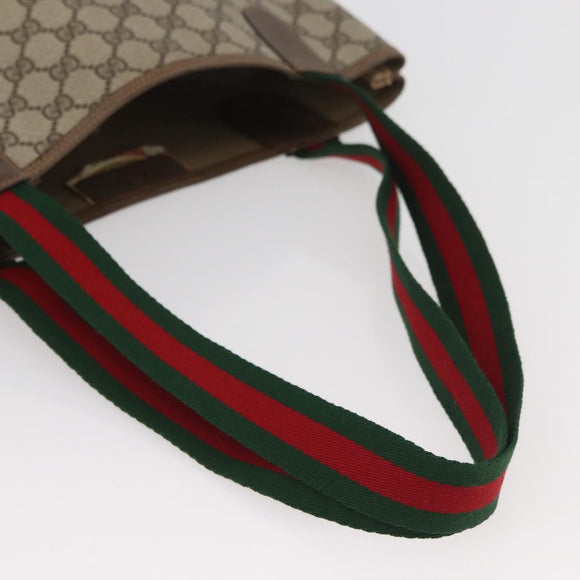 GUCCI GG Supreme Web Sherry Line Tote Bag PVC Beige Red 39 02 003 Auth kk650A