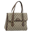 GUCCI GG Supreme Hand Bag PVC Gold Beige 116 02 080 Auth kk651-1