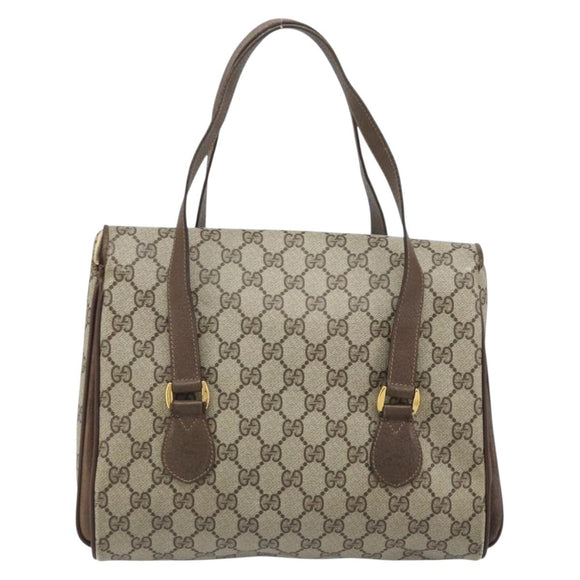 GUCCI GG Supreme Hand Bag PVC Gold Beige 116 02 080 Auth kk651