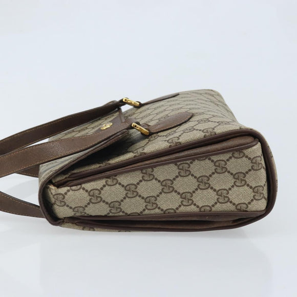 GUCCI GG Supreme Hand Bag PVC Gold Beige 116 02 080 Auth kk651