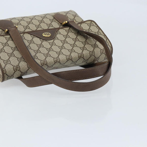 GUCCI GG Supreme Hand Bag PVC Gold Beige 116 02 080 Auth kk651