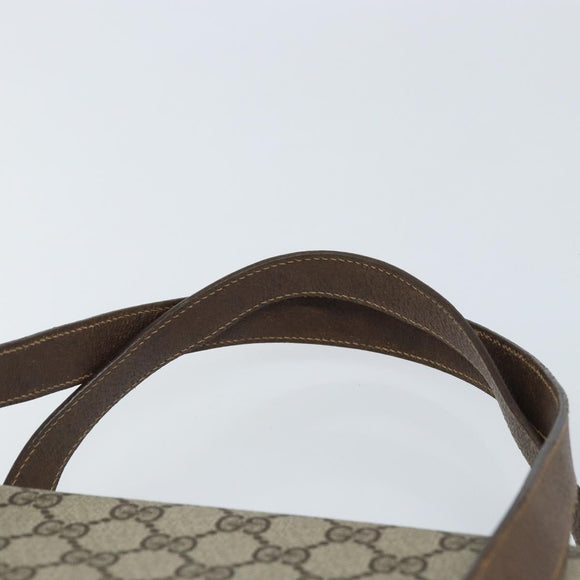 GUCCI GG Supreme Hand Bag PVC Gold Beige 116 02 080 Auth kk651