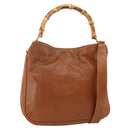 GUCCI Bamboo Shoulder Bag Leather 2way Brown Gold 001 0166 1638 Auth kk652-1
