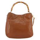 GUCCI Bamboo Shoulder Bag Leather 2way Brown Gold 001 0166 1638 Auth kk652-2