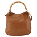 GUCCI Bamboo Shoulder Bag Leather 2way Brown Gold 001 0166 1638 Auth kk652-3
