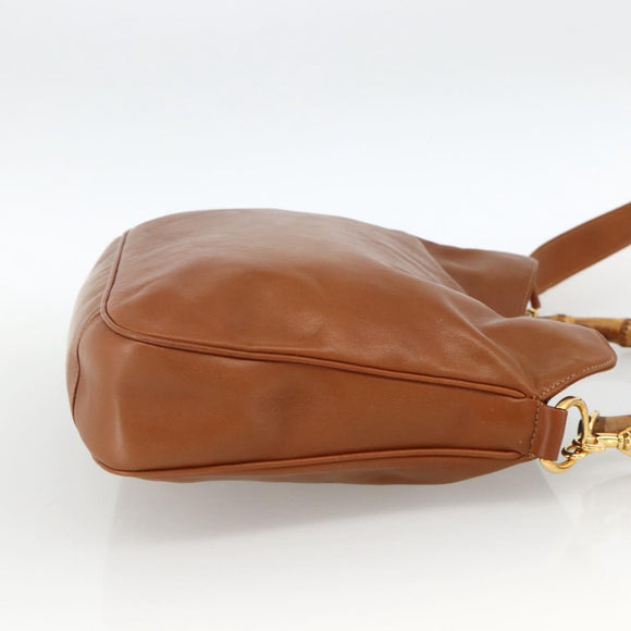 GUCCI Bamboo Shoulder Bag Leather 2way Brown Gold 001 0166 1638 Auth kk652