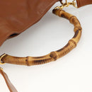 GUCCI Bamboo Shoulder Bag Leather 2way Brown Gold 001 0166 1638 Auth kk652-7
