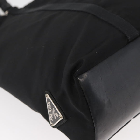 PRADA Tote Bag Nylon Black Silver Auth kk655