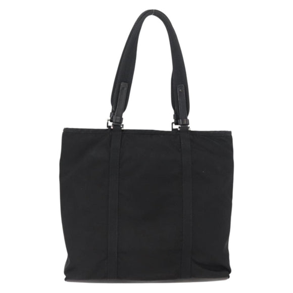 PRADA Tote Bag Nylon Black Silver Auth kk655