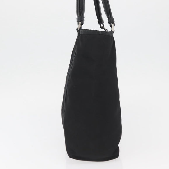 PRADA Tote Bag Nylon Black Silver Auth kk655