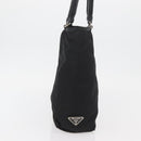 PRADA Tote Bag Nylon Black Silver Auth kk655-4