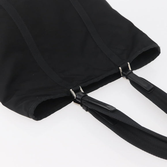 PRADA Tote Bag Nylon Black Silver Auth kk655